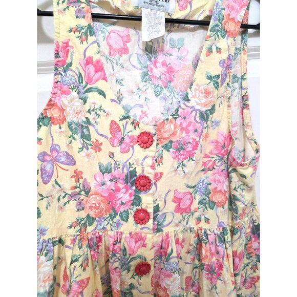 Vintage R.J. Stevens Floral Button-Front Sleeveless Midi Dress With Pockets Size - Picture 4 of 10